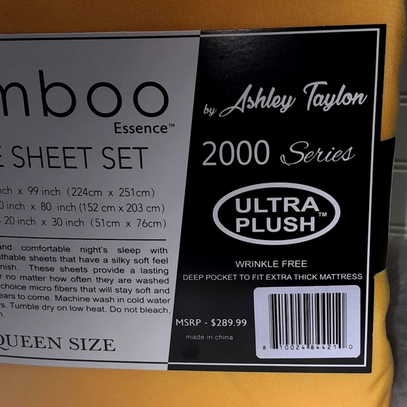 Bamboo Essence Queen Yellow 6 Piece Sheet Set - Picture 7 of 10